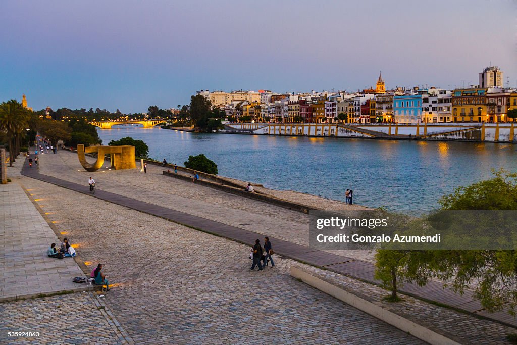 Torre del Oro and Guadalquivir river in Seville.