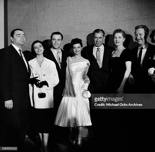 Actor Ernest Borgnine, actress Marisa Pavan, actor Jack Lemmon, actress Natalie Wood, actor Joe Mantell, actress Susan Hayward and actor Arthur...
