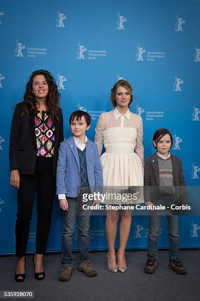 Director Claudia Llosa , Actors Zen McGrath, Winta McGrath and Melanie Laurent attend the 'Aloft' photocall during 64th Berlinale International Film...