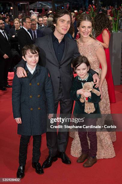 Actors Zen McGrath, Cillian Murphy, Melanie Laurent and Winta McGrath attend the 'Aloft' premiere during 64th Berlinale International Film Festival...