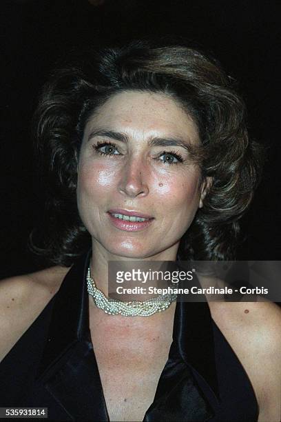 Portrait of television presenter Marie-Ange Nardi at the "Grand Prix d'Amerique" gala.