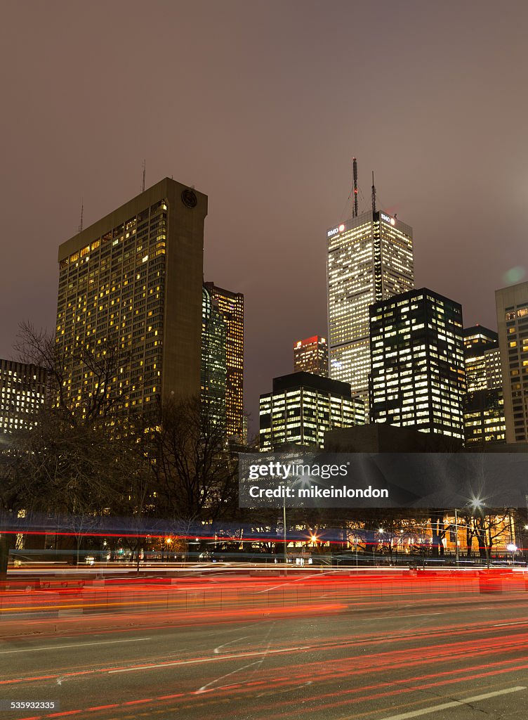 University Avenue in Toronto at night