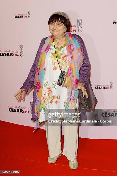 Agnes Varda attends the 39th Cesar Film Awards 2014 at Theatre du Chatelet, in Paris.
