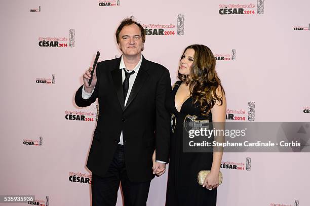 Director Quentin Tarantino and writer girlfriend Lianne MacDougall attend the 39th Cesar Film Awards 2014 at Theatre du Chatelet, in Paris.