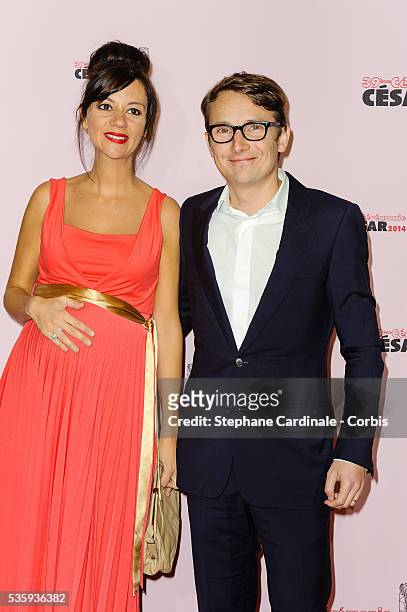 Lorant Deutsch and his wife Marie-Julie Baup attend the 39th Cesar Film Awards 2014 at Theatre du Chatelet, in Paris.