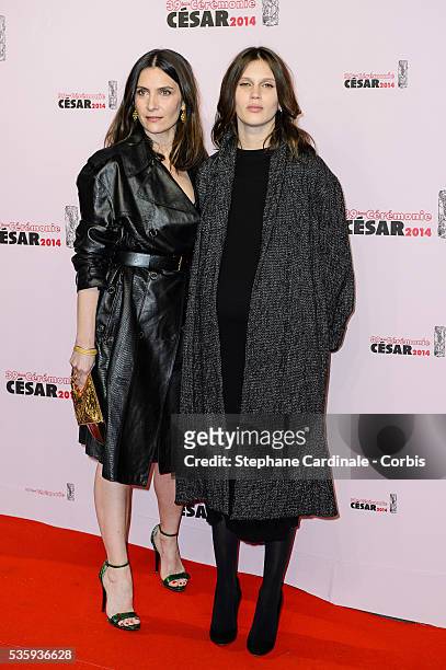 Geraldine Pailhas and Marine Vatch attend the 'Le Fouquet's' Dinner after the 39th Cesar Film Awards 2014 at Le Fouquet's, in Paris.