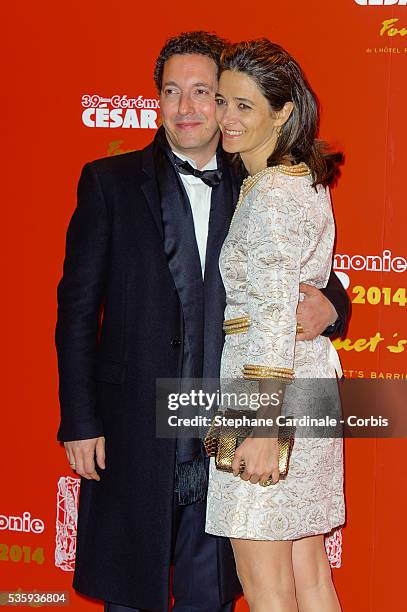 Guillaume Gallienne and his wife Amandine attend the 'Le Fouquet's' Dinner after the 39th Cesar Film Awards 2014 at Le Fouquet's, in Paris.