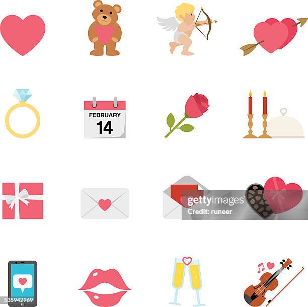 bildbanksillustrationer, clip art samt tecknat material och ikoner med flat valentine's day icons | simpletoon series - valentines day