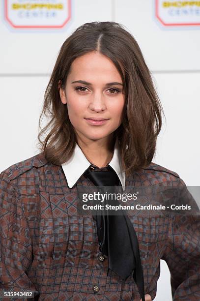 Alicia Vikander attends the Chanel show as part of the Paris Fashion Week Womenswear Fall/Winter 2014-2015, in Paris.