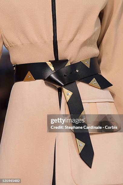 Dress detail of a model is seen as she walks the runway during the Louis Vuitton show, as part of the Paris Fashion Week Womenswear Fall/Winter...