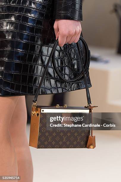 Handbag detail of a model is seen as she walks the runway during the Louis Vuitton show, as part of the Paris Fashion Week Womenswear Fall/Winter...