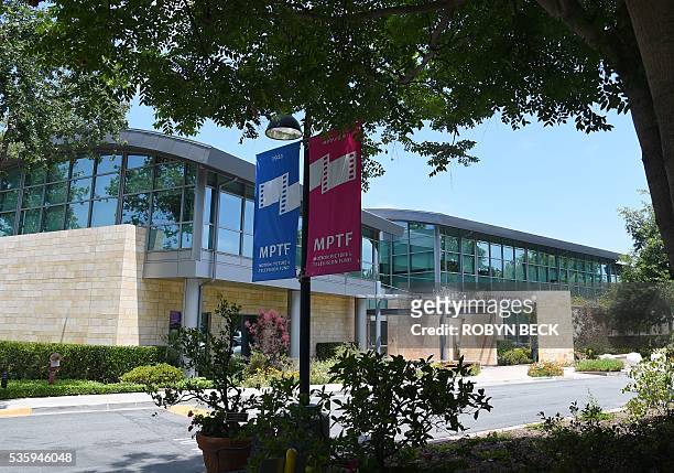 View of the Saban Center on the Motion Picture Television Fund Wasserman campus, May 16, 2016 in Woodland Hills, California, about 22 miles west of...