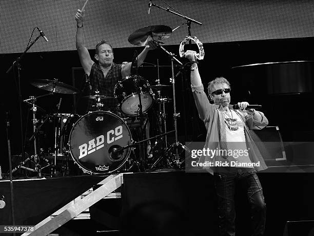 Founding members Simon Kirke and Paul Rodgers of Bad Company perform during Joe Walsh & Bad Company One Hell Of A Night Tour - at Perfect Vodka...