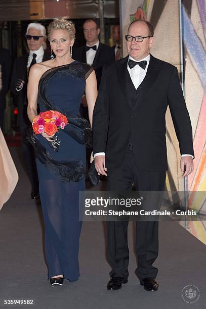 Princess Charlene of Monaco and Prince Albert II of Monaco attend the Rose Ball at Sporting Monte-Carlo on March 29, 2014 in Monte-Carlo, Monaco. NO...