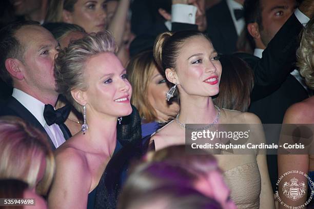 Princess Charlene of Monaco and Beatrice Borromeo attend the Rose Ball at Sporting Monte-Carlo on March 29, 2014 in Monte-Carlo, Monaco. NO TABLOIDS