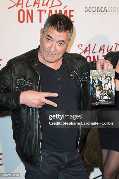 Jean-Marie Bigard and his Wife Lola Marois attend 'Salaud On T'Aime' Paris Premiere at Cinema UGC Normandie, in Paris.