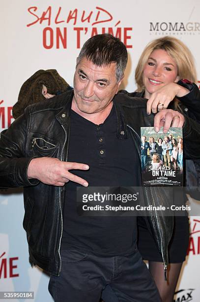 Jean-Marie Bigard and his Wife Lola Marois attend 'Salaud On T'Aime' Paris Premiere at Cinema UGC Normandie, in Paris.