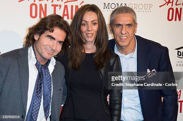 Actor Samy Naceri , his wife Audrey and actor Laurent de Funes attend 'Salaud On T'Aime' Paris Premiere at Cinema UGC Normandie, in Paris.
