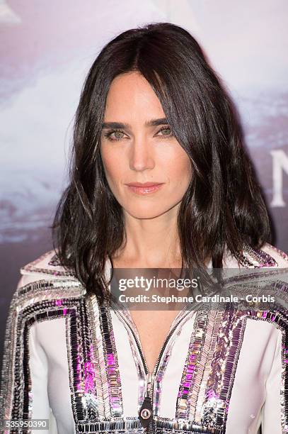 Actress Jennifer Connelly poses as she arrives for the Paris premiere of 'Noah' directed by Darren Aronofsky at Cinema Gaumont Marignan, in Paris.