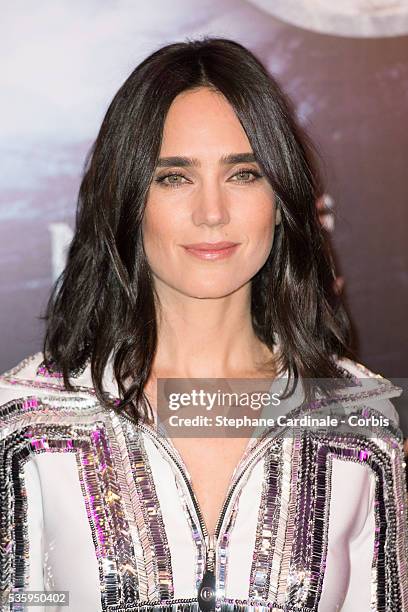 Actress Jennifer Connelly poses as she arrives for the Paris premiere of 'Noah' directed by Darren Aronofsky at Cinema Gaumont Marignan, in Paris.