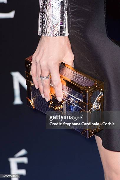 Close up of actress Jennifer Connelly's Vuitton handbag as she arrives for the Paris premiere of 'Noah' directed by Darren Aronofsky at Cinema...