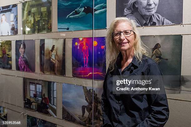 Photographer Annie Lebovitz speaks at her UBS commissioned exhibition, 'WOMEN: New Portraits', to be held at Cheung Hing Industrial Building, Kennedy...