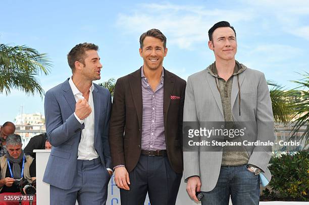 Scott Speedman, Ryan Reynolds and Kevin Durand attend the "Captives" photocall during the 67th Cannes Film Festival.