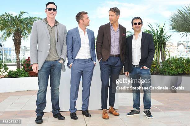 Kevin Durand, Scott Speedman, Ryan Reynolds and Atom Egoyan attend the "Captives" photocall during the 67th Cannes Film Festival.