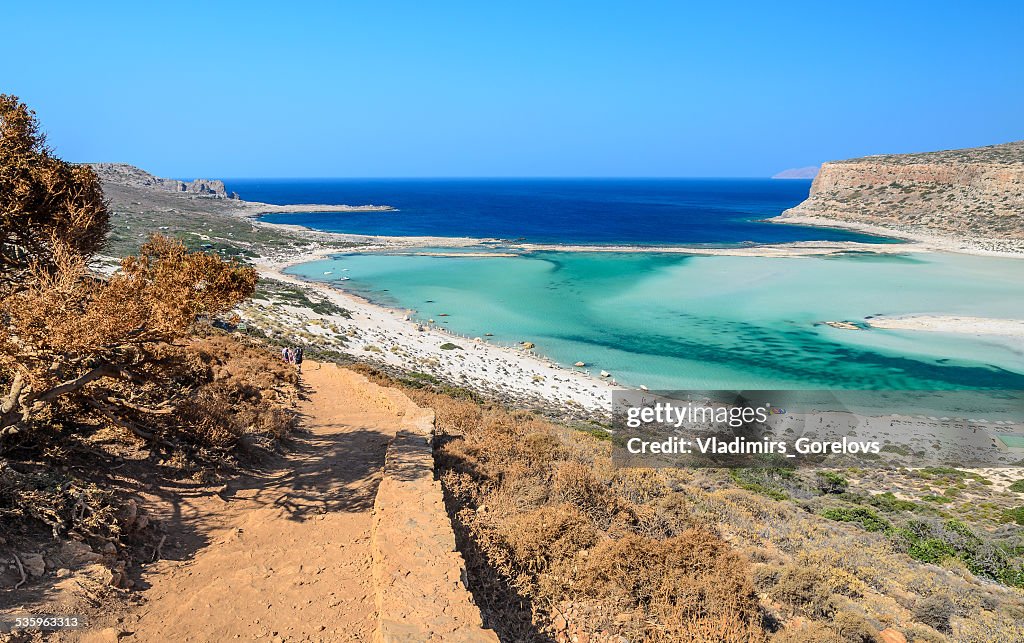 Road to beautiful Balos beach on Crete island, Greece