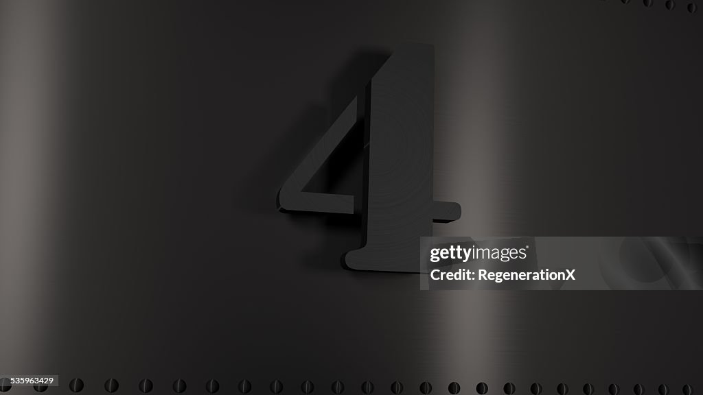 Metal Plate with the number four