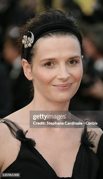 Juliette Binoche at the premiere of "Cache" during the 58th Cannes Film Festival.