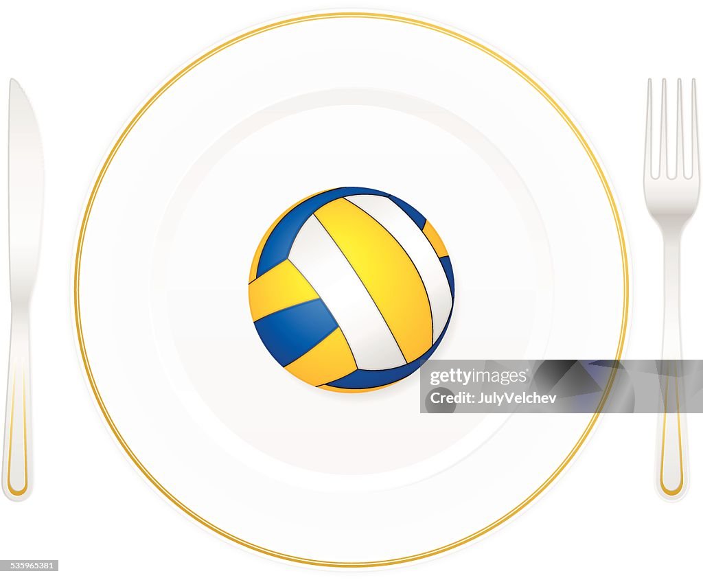 Plate and volleyball ball