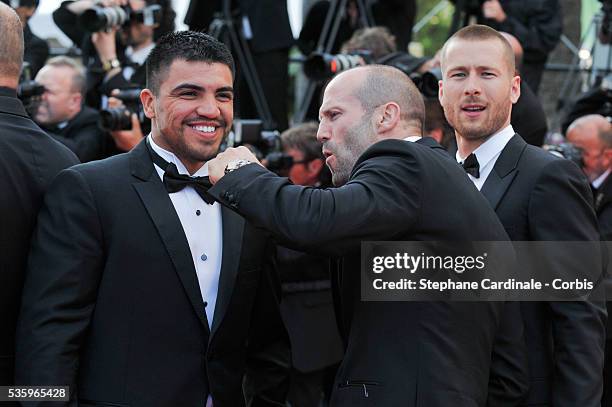 Wesley Snipes, Sylvester Stallone, Ronda Rousey, Mel Gibson and Antonio Banderas at the "The Homesman" Premiere during the 67th Cannes Film Festival