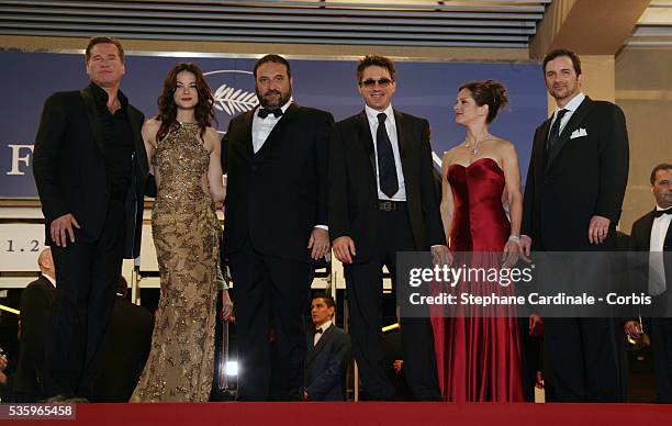 Val Kilmer, Michelle Monaghan, director Shane Black and Robert Downey Jr at the premiere of "Kiss Kiss Bang Bang" during the 58th Cannes Film...