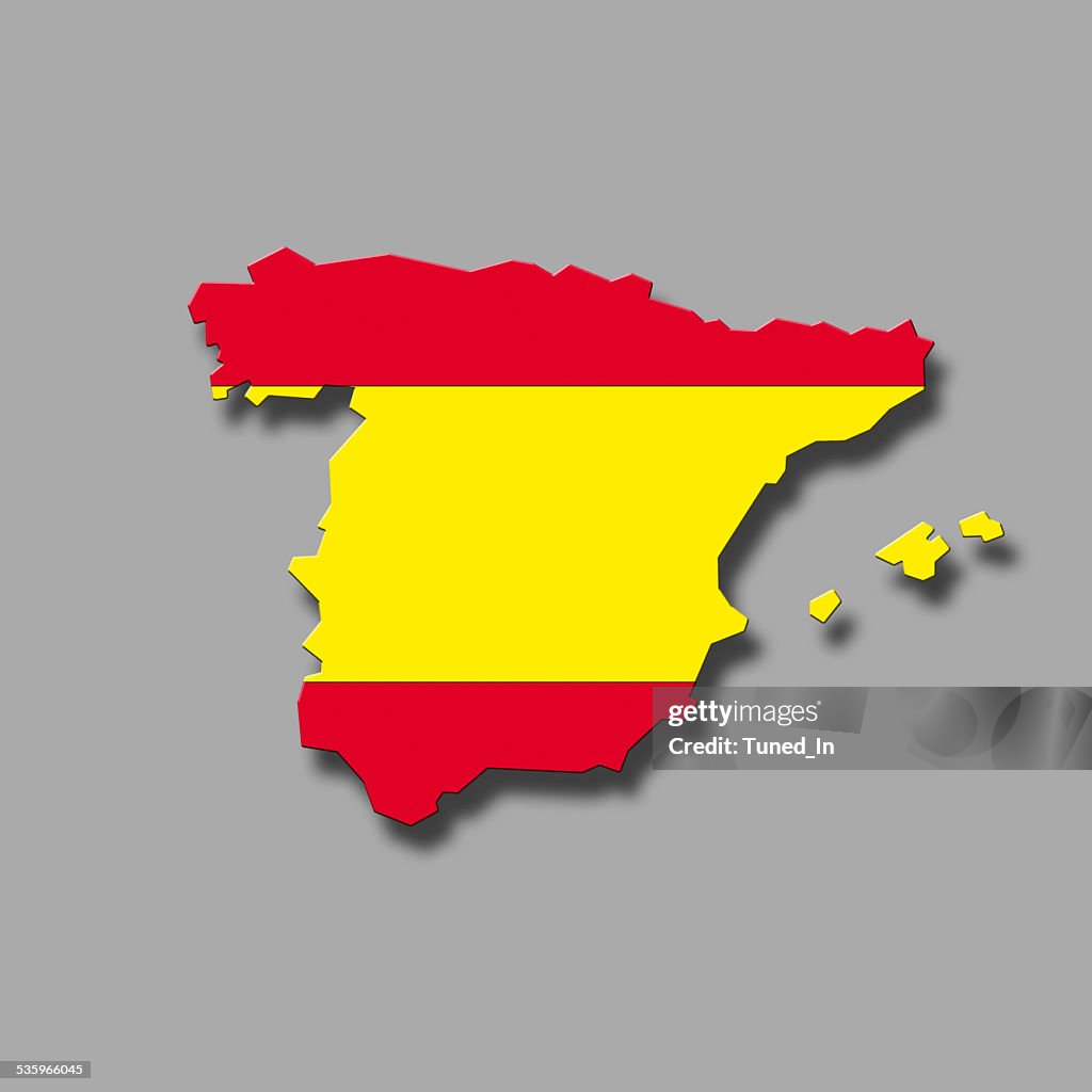 Contour of Spain against grey background, digital composite