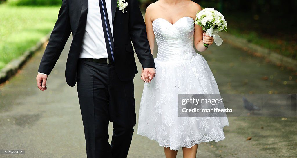 Young newlywed caucasian couple together.