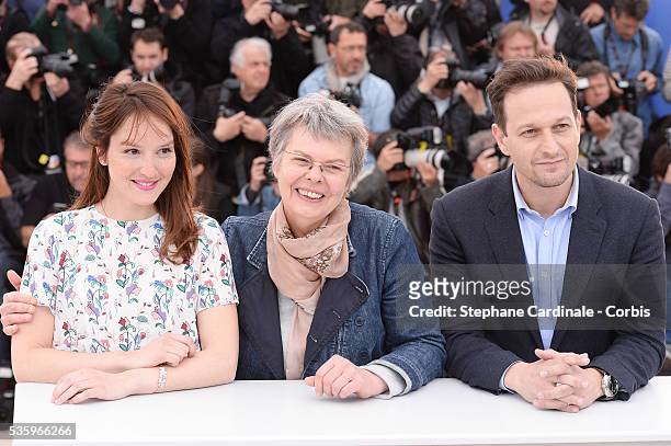Anais Demoustier, Pascale Ferran and Josh Charles at the "Bird People" Photocall during 67th Cannes Film Festival