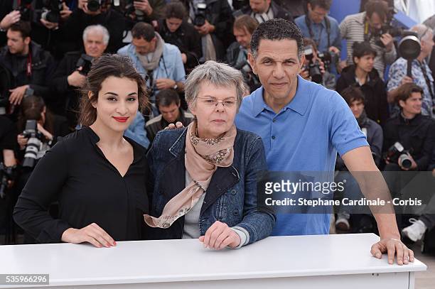 Camelia Jordana, Pascale Ferran and Roschdy Zem at the "Bird People" Photocall during 67th Cannes Film Festival