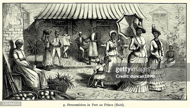 ilustraciones, imágenes clip art, dibujos animados e iconos de stock de 19 th century haití-puerto príncipe - haitian ethnicity