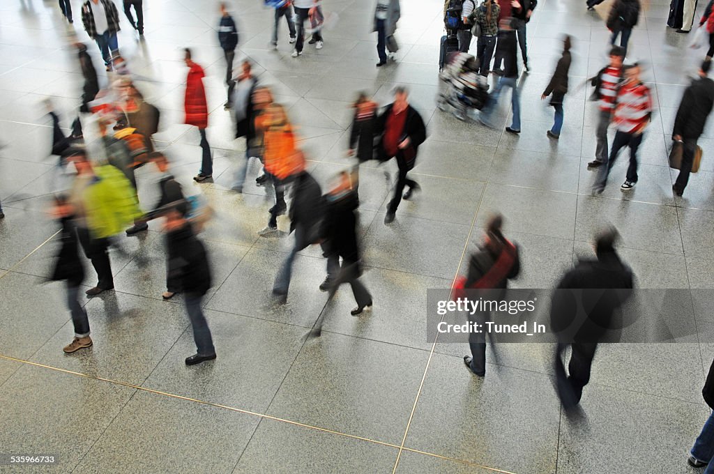 Germany, Munich, Passengers at railway station