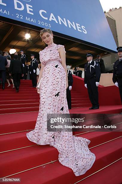 Actress Emmanuelle Beart attends the premiere of "Peindre ou Faire l'Amour" in competition at the 58th Cannes Film Festival.