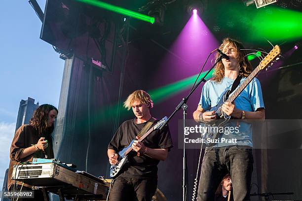 Eric Moore, Cook Craig and Stu Mackenzie of King Gizzard & Lizard Wizard performs onstage at the Sasquatch Music Festival at the Gorge Amphitheatre...