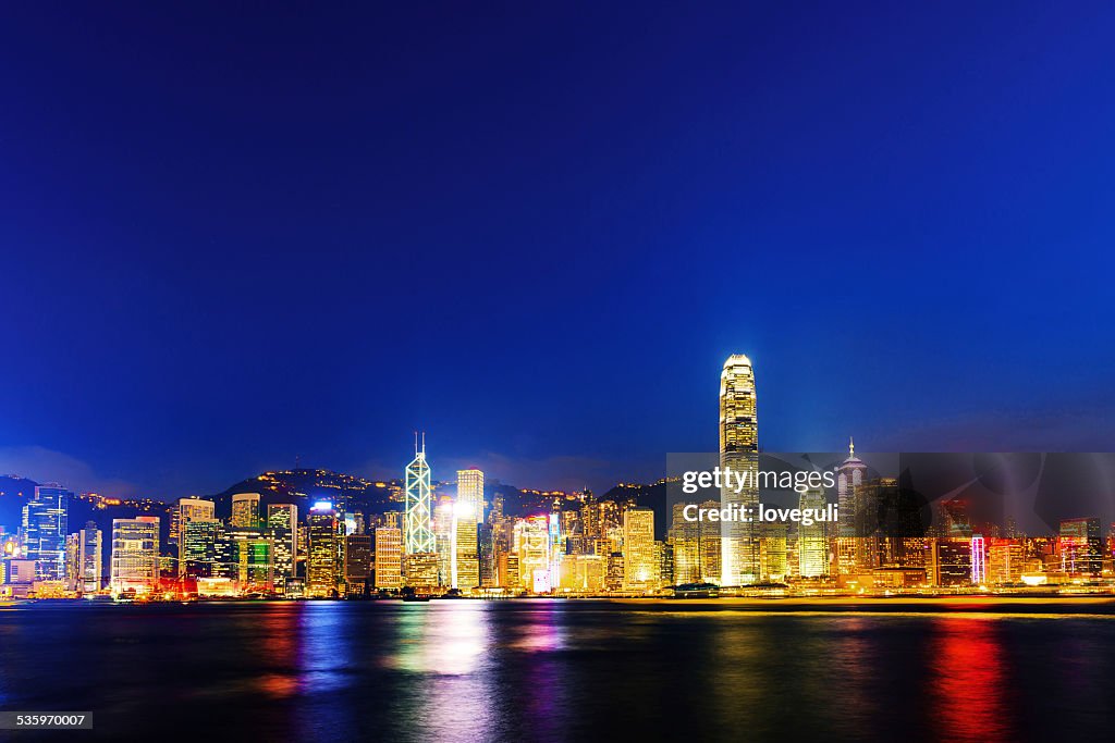 Panoramic night scene of hongkong
