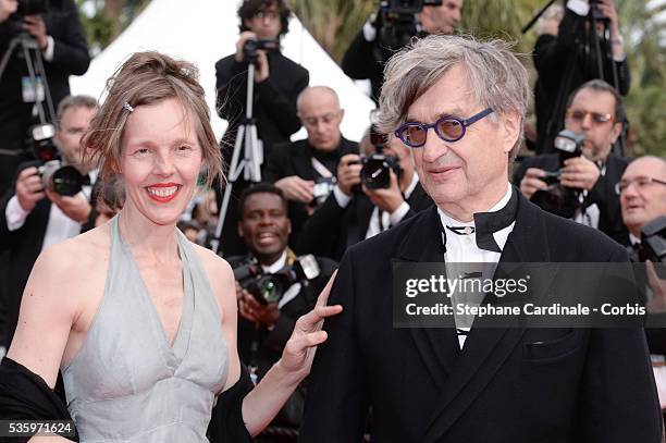 Wim Wenders and wife Donata at the 'The Search' Premiere during 67th Cannes Film Festival