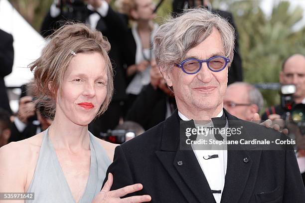 Wim Wenders and wife Donata at the 'The Search' Premiere during 67th Cannes Film Festival