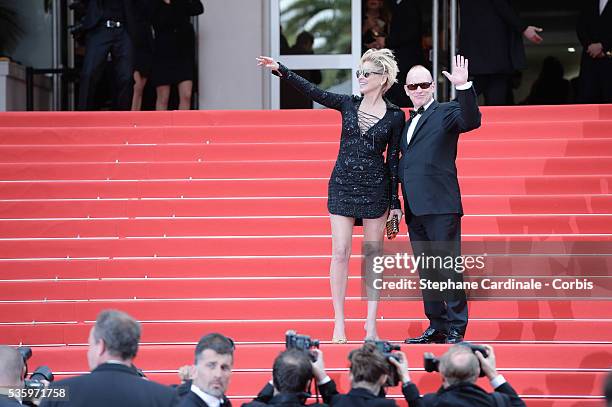 Sharon Stone and Guest at the 'The Search' Premiere during 67th Cannes Film Festival