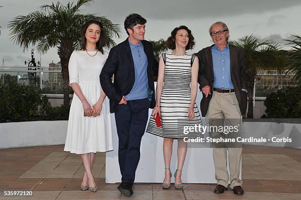 Aisling Francios, Barry Ward, Simone Kirby, Ken Loach attend the 'Jimmy's Hall' photocall during the 67th Cannes Film Festival