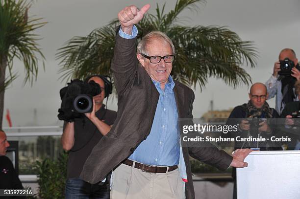 Ken Loach attends the 'Jimmy's Hall' photocall during the 67th Cannes Film Festival