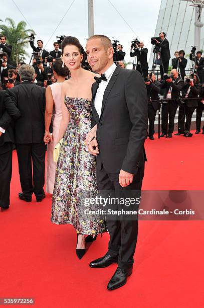 Frederique Bel and Medi Sadoun attend the 'Jimmy's Hall' premiere during the 67th Cannes Film Festival