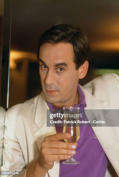 French TV presenter and journalist Thierry Ardisson at Parisian nightclub Les Bains Douches to present a television program for Channel 5.